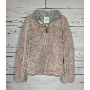 Thread & Supply Nordstrom Women's L Large Pink Sherpa Quarter Zip Fuzzy Pullover